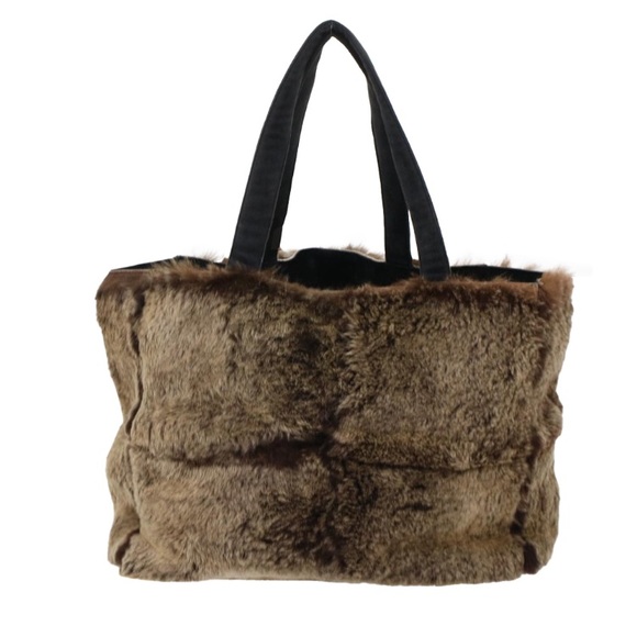 CHANEL FUR HANDBAG BROWN PREOWNED w/ Pouch - Picture 2 of 15